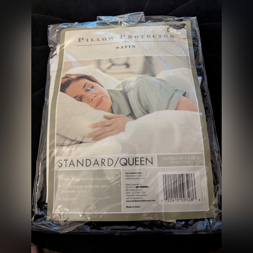 Satin Pillow Protector - Standard/Queen - White Zipper Closure